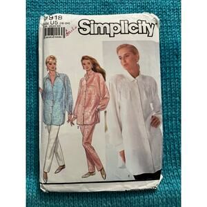 Simplicity 9918 Sewing pattern oversized button down shirt pants size 16-24